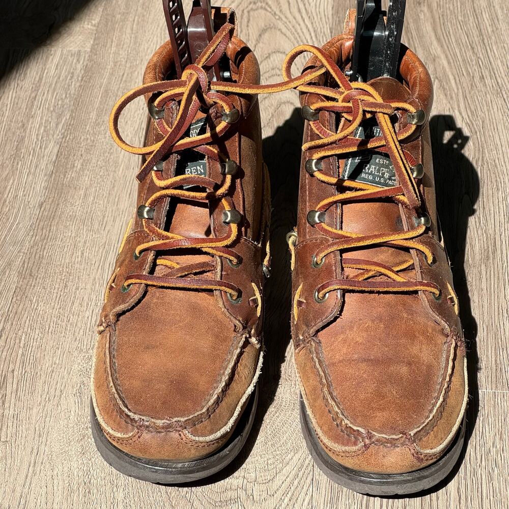 VTG Polo Country Ralph Lauren Women’s 6.5B Leather Moc Toe Ranger Hiking Boots - Picture 2 of 16